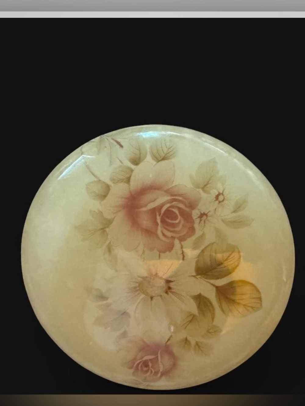 Vintage Alabaster Trinket Box Hand-carved in Italy w/ a Floral Motif